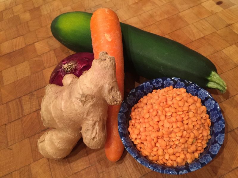 lentejas rojas con verduras