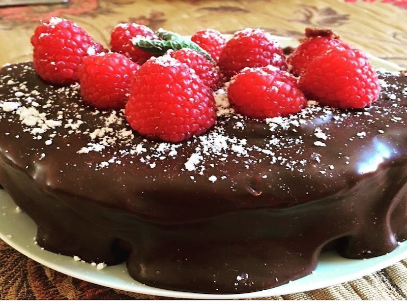 tarta de chocolate y frambuesa